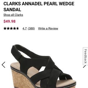 Clark’s Annadel Wedge Sandal in Black Suede size 9